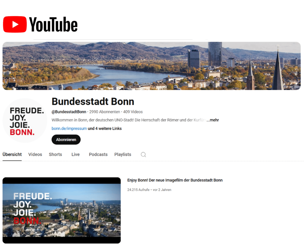 YouTube Kanal der Stadt Bonn